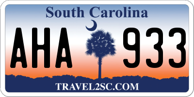 SC license plate AHA933