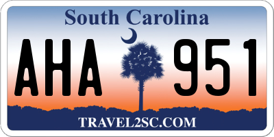 SC license plate AHA951
