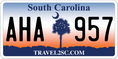 SC license plate AHA957