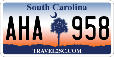 SC license plate AHA958
