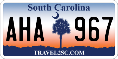 SC license plate AHA967