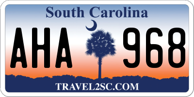 SC license plate AHA968