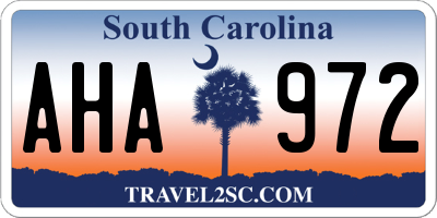 SC license plate AHA972