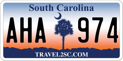 SC license plate AHA974