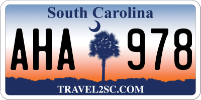 SC license plate AHA978