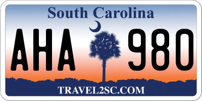 SC license plate AHA980