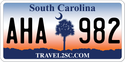 SC license plate AHA982