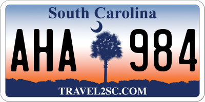 SC license plate AHA984
