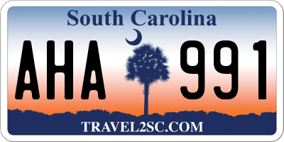 SC license plate AHA991