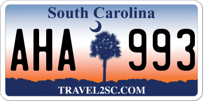 SC license plate AHA993