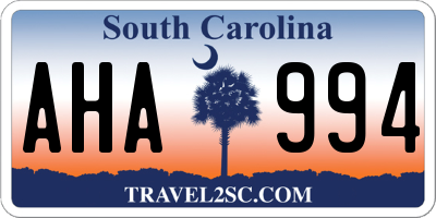 SC license plate AHA994