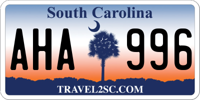SC license plate AHA996