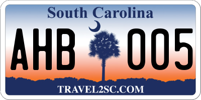 SC license plate AHB005