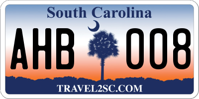 SC license plate AHB008
