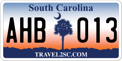 SC license plate AHB013