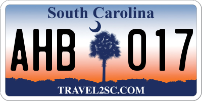 SC license plate AHB017