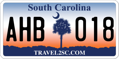 SC license plate AHB018