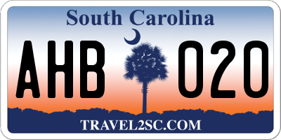 SC license plate AHB020