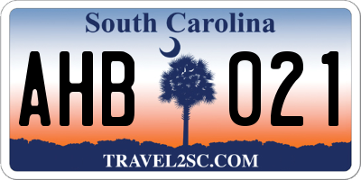 SC license plate AHB021