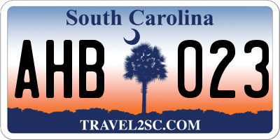 SC license plate AHB023