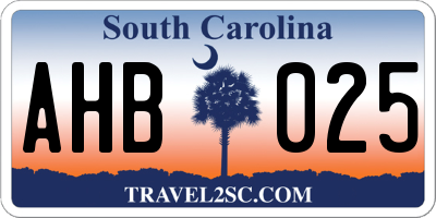 SC license plate AHB025