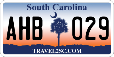 SC license plate AHB029