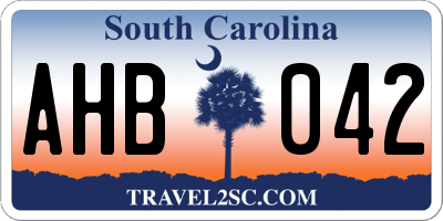 SC license plate AHB042