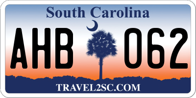 SC license plate AHB062