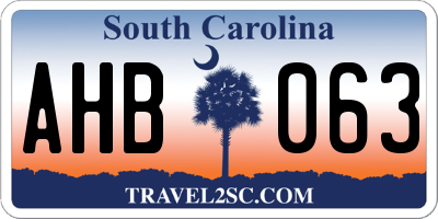 SC license plate AHB063