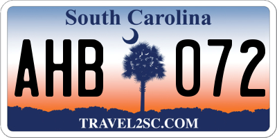 SC license plate AHB072