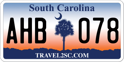 SC license plate AHB078