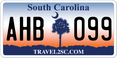 SC license plate AHB099