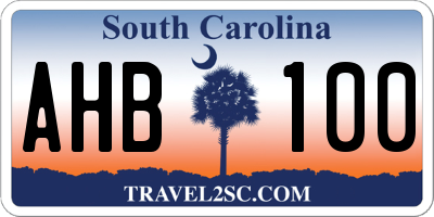 SC license plate AHB100