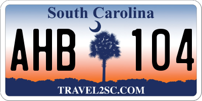 SC license plate AHB104