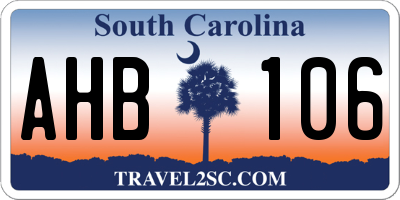 SC license plate AHB106