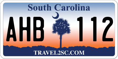 SC license plate AHB112
