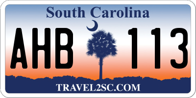 SC license plate AHB113