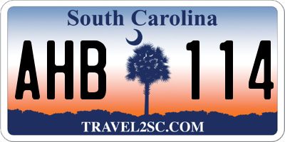SC license plate AHB114