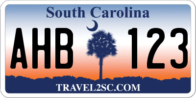 SC license plate AHB123