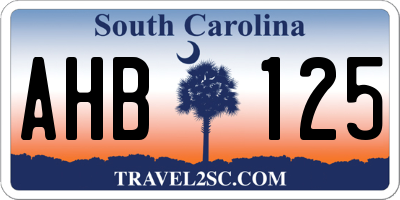 SC license plate AHB125