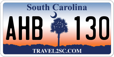 SC license plate AHB130