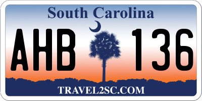 SC license plate AHB136