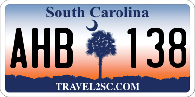 SC license plate AHB138
