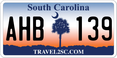 SC license plate AHB139