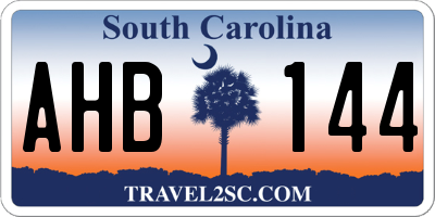 SC license plate AHB144