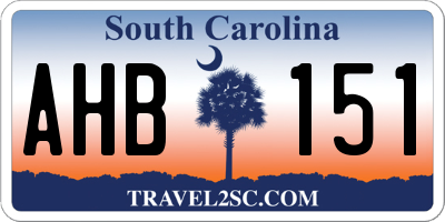 SC license plate AHB151