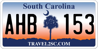 SC license plate AHB153