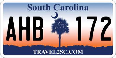 SC license plate AHB172