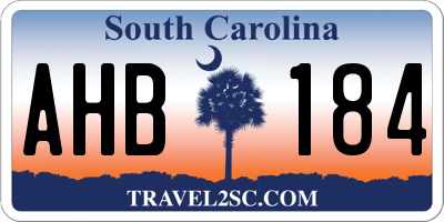 SC license plate AHB184
