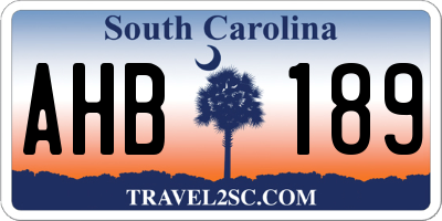 SC license plate AHB189